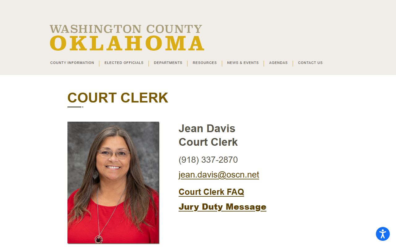 Washington County court records after jail arrest court clerk page