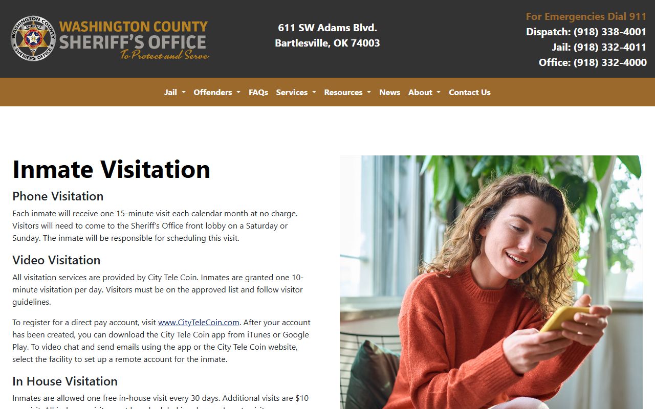 Washington County inmate records visitation rules